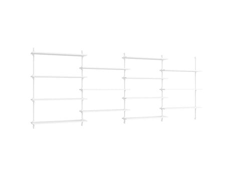 Wall Shelving System Sets (115 cm) by Moebe - WS.115.4 / White Uprights / White Painted Oak