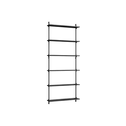 Wall Shelving System Sets (200 cm) by Moebe - WS.200.1 / Black Uprights / Black Painted Oak