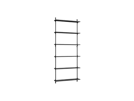 Wall Shelving System Sets (200 cm) by Moebe - WS.200.1 / Black Uprights / Black Painted Oak