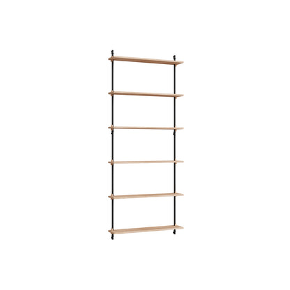Wall Shelving System Sets (200 cm) by Moebe - WS.200.1 / Black Uprights / Oiled Oak