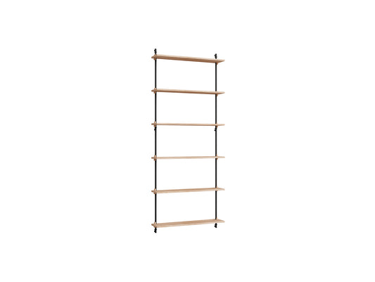 Wall Shelving System Sets (200 cm) by Moebe - WS.200.1 / Black Uprights / Oiled Oak