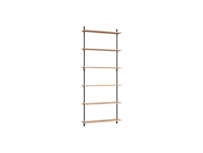 Wall Shelving System Sets (200 cm) by Moebe - WS.200.1 / Black Uprights / Oiled Oak
