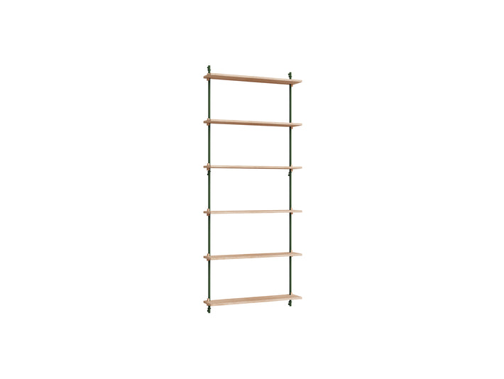 Wall Shelving System Sets (200 cm) by Moebe - WS.200.1 / Pine Green Uprights / Oiled Oak