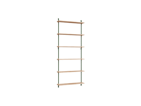 Wall Shelving System Sets (200 cm) by Moebe - WS.200.1 / Pine Green Uprights / Oiled Oak