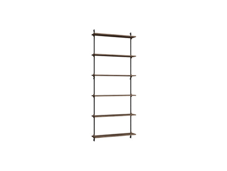 Wall Shelving System Sets (200 cm) by Moebe - WS.200.1 / Black Uprights / Smoked Oak