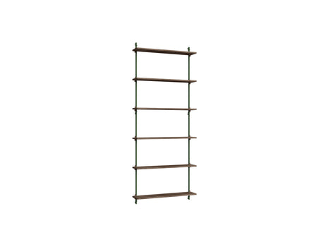 Wall Shelving System Sets (200 cm) by Moebe - WS.200.1 / Pine Green Uprights / Smoked Oak