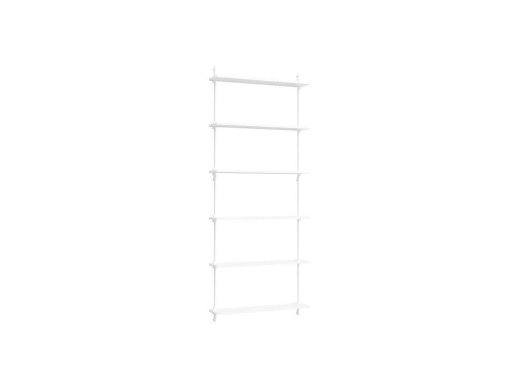 Wall Shelving System Sets (200 cm) by Moebe - WS.200.1 / White Uprights / White Painted Oak