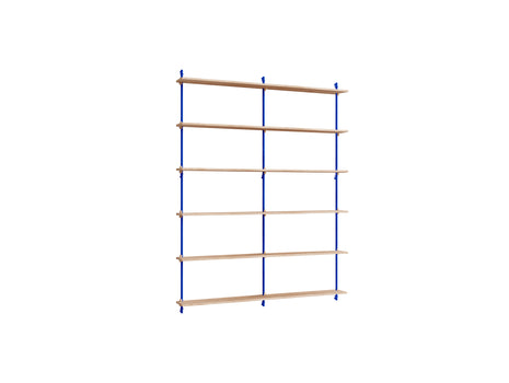 Wall Shelving System Sets (200 cm) by Moebe - WS.200.2.B / Deep Blue Uprights / Oiled Oak