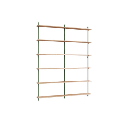 Wall Shelving System Sets (200 cm) by Moebe - WS.200.2.B / Pine Green Uprights / Oiled Oak