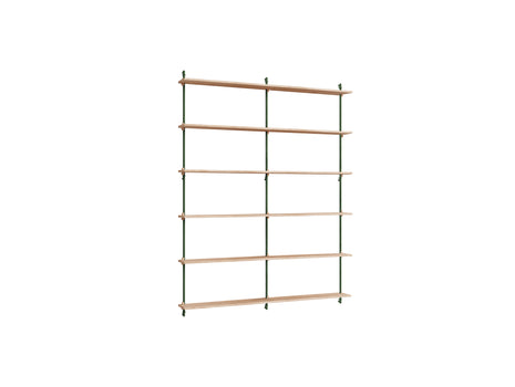 Wall Shelving System Sets (200 cm) by Moebe - WS.200.2.B / Pine Green Uprights / Oiled Oak