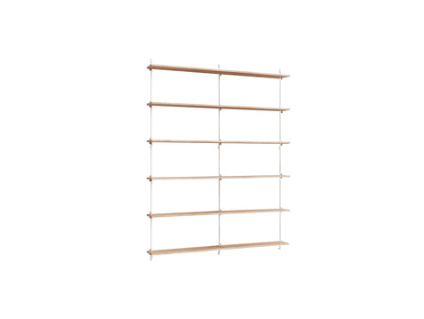 Wall Shelving System Sets (200 cm) by Moebe - WS.200.2.B / White Uprights / Oiled Oak