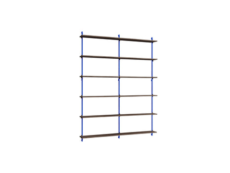 Wall Shelving System Sets (200 cm) by Moebe - WS.200.2.B / Deep Blue Uprights / Smoked Oak
