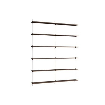Wall Shelving System Sets (200 cm) by Moebe - WS.200.2.B / White Uprights / Smoked Oak