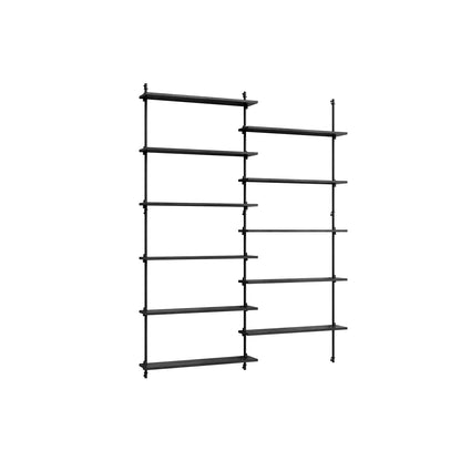 Wall Shelving System Sets (200 cm) by Moebe - WS.200.2 / Black Uprights / Black Painted Oak