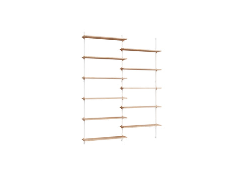 Wall Shelving System Sets (200 cm) by Moebe - WS.200.2 / White Uprights / Oiled Oak
