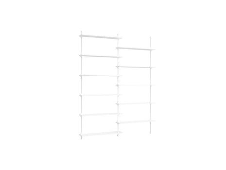 Wall Shelving System Sets (200 cm) by Moebe - WS.200.2 / White Uprights / White Painted Oak