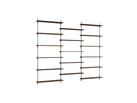 Wall Shelving System Sets (200 cm) by Moebe - WS.200.3 / Warm Grey Uprights / Smoked Oak
