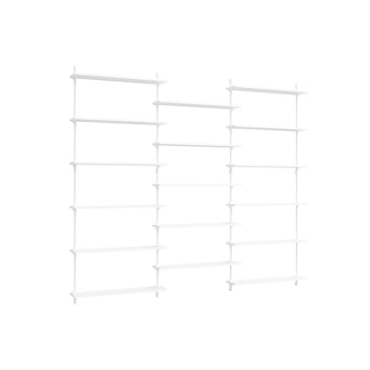 Wall Shelving System Sets (200 cm) by Moebe - WS.200.3 / White Uprights / White Painted Oak