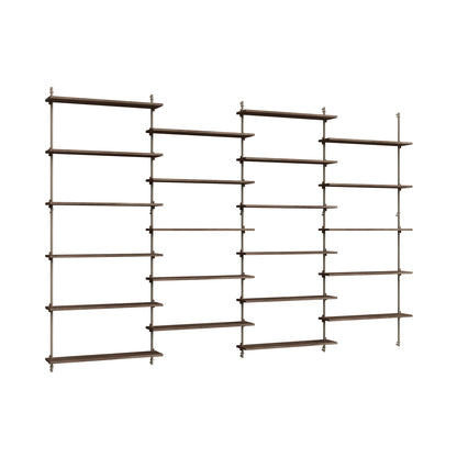 Wall Shelving System Sets (200 cm) by Moebe - WS.200.4 / Warm Grey Uprights / Smoked Oak