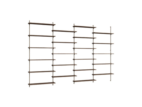 Wall Shelving System Sets (200 cm) by Moebe - WS.200.4 / Warm Grey Uprights / Smoked Oak