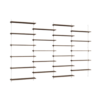 Wall Shelving System Sets (200 cm) by Moebe - WS.200.4 / White Uprights / Smoked Oak
