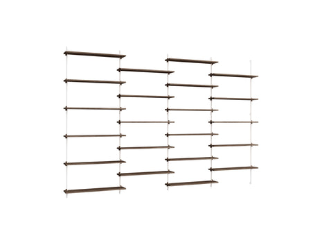 Wall Shelving System Sets (200 cm) by Moebe - WS.200.4 / White Uprights / Smoked Oak