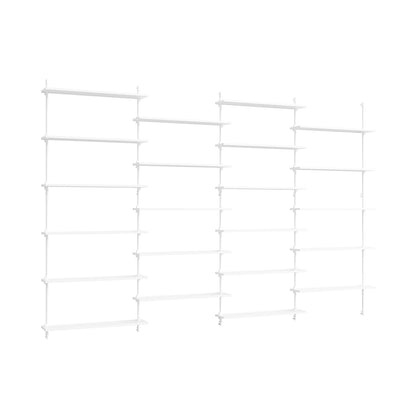 Wall Shelving System Sets (200 cm) by Moebe - WS.200.4 / White Uprights / White Painted Oak