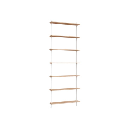 Wall Shelving System Sets (230 cm) by Moebe - WS.230.1. / White Uprights / Oiled Oak