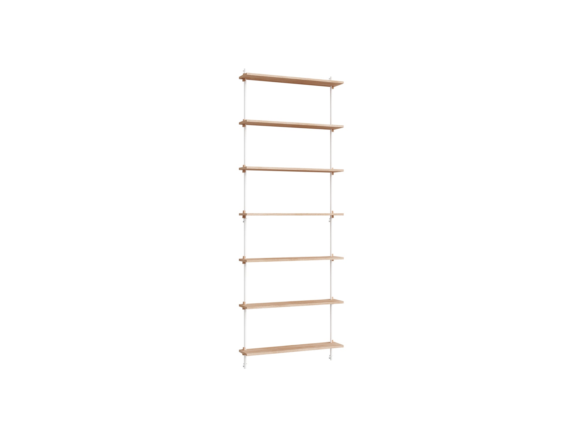 Wall Shelving System Sets (230 cm) by Moebe - WS.230.1. / White Uprights / Oiled Oak