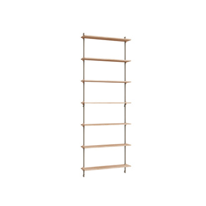 Wall Shelving System Sets (230 cm) by Moebe - WS.230.1 / Warm Grey Uprights / Oiled Oak