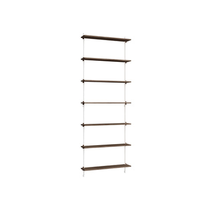 Wall Shelving System Sets (230 cm) by Moebe - WS.230.1 / White Uprights / Smoked Oak