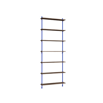 Wall Shelving System Sets (230 cm) by Moebe - WS.230.1 / Deep Blue Uprights / Smoked Oak