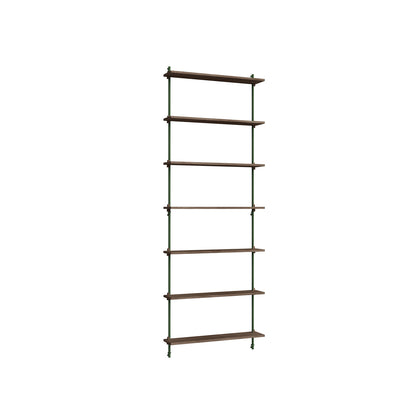 Wall Shelving System Sets (230 cm) by Moebe - WS.230.1 / Pine Green Uprights / Smoked Oak
