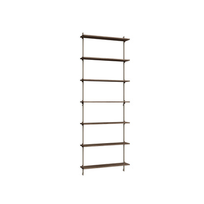 Wall Shelving System Sets (230 cm) by Moebe - WS.230.1 / Warm Grey Uprights / Smoked Oak