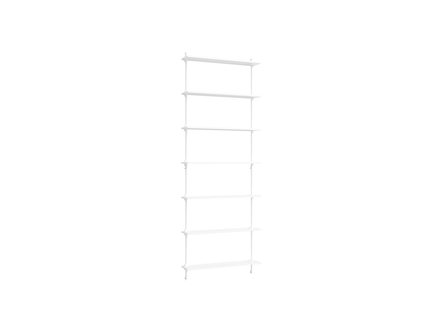 Wall Shelving System Sets (230 cm) by Moebe - WS.230.1 / White Uprights / White Painted Oak