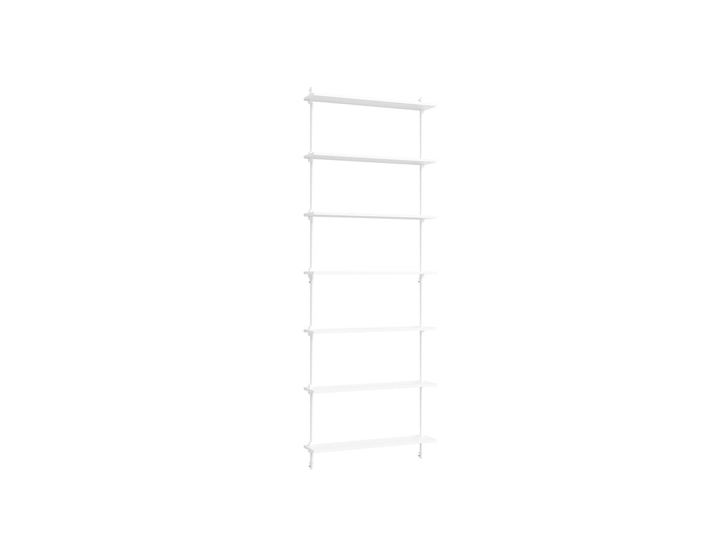 Wall Shelving System Sets (230 cm) by Moebe - WS.230.1 / White Uprights / White Painted Oak