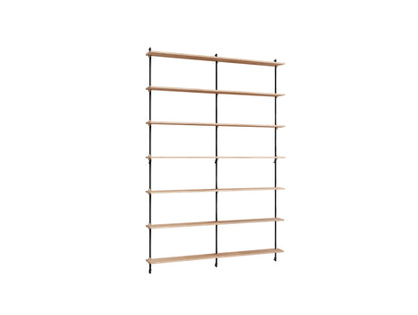Wall Shelving System Sets (230 cm) by Moebe - WS.230.2.B / Black Uprights / Oiled Oak