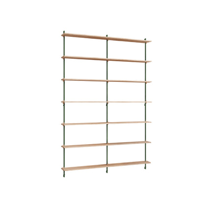 Wall Shelving System Sets (230 cm) by Moebe - WS.230.2.B / Pine Green Uprights / Oiled Oak