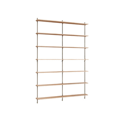 Wall Shelving System Sets (230 cm) by Moebe - WS.230.2.B / Warm Grey Uprights / Oiled Oak