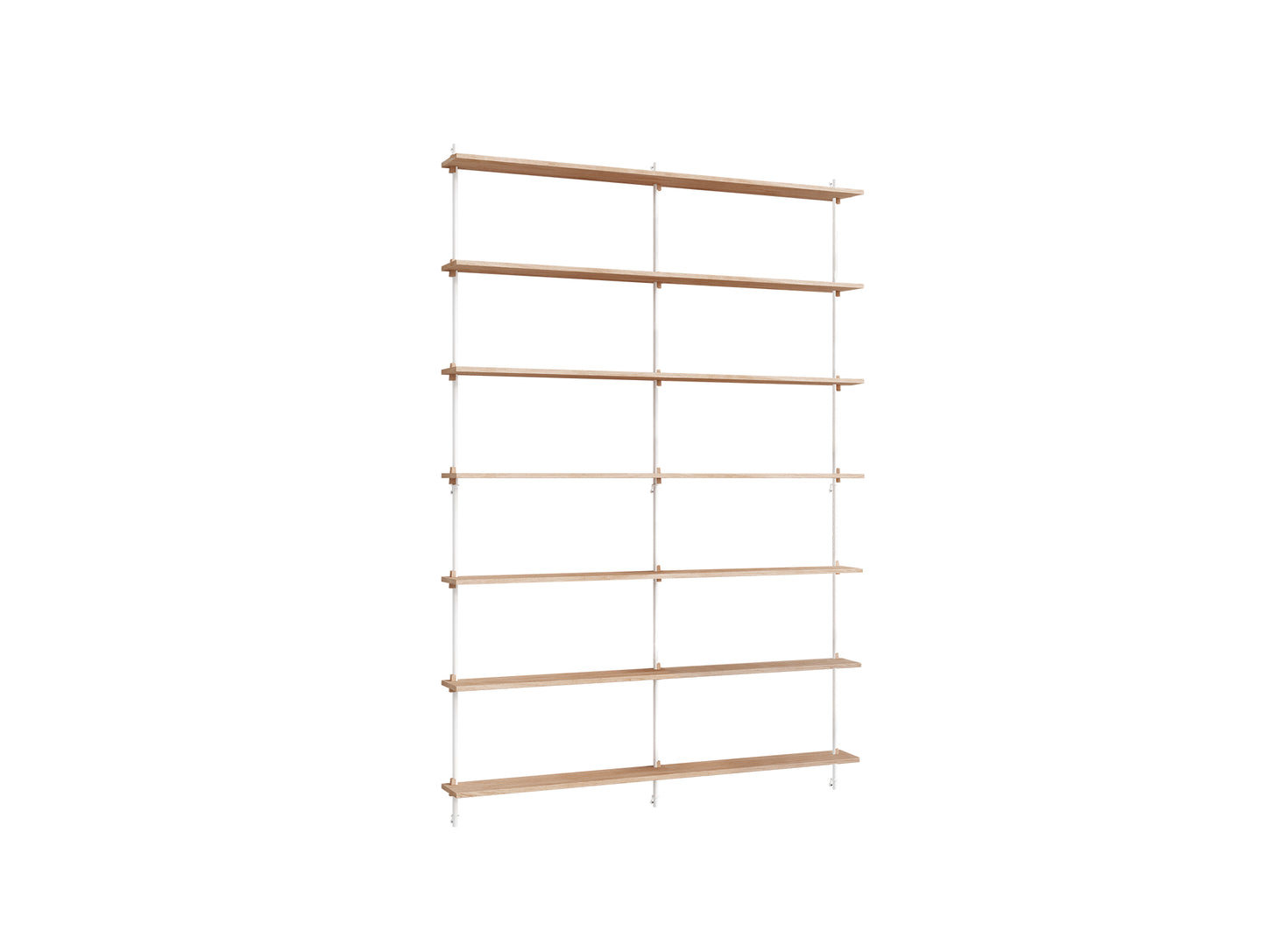 Wall Shelving System Sets (230 cm) by Moebe - WS.230.2.B / White Uprights / Oiled Oak