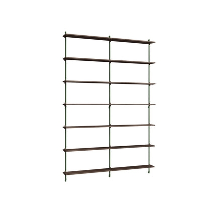 Wall Shelving System Sets (230 cm) by Moebe - WS.230.2.B / Pine Green Uprights / Smoked Oak
