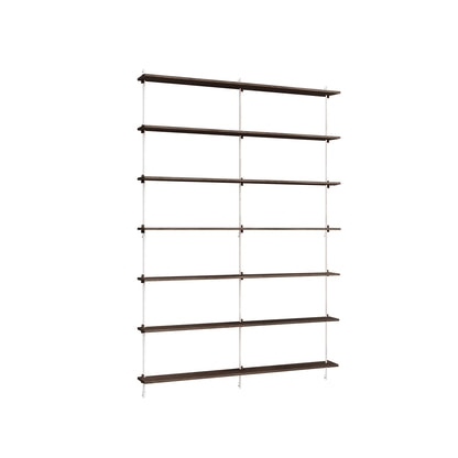 Wall Shelving System Sets (230 cm) by Moebe - WS.230.2.B / White Uprights / Smoked Oak