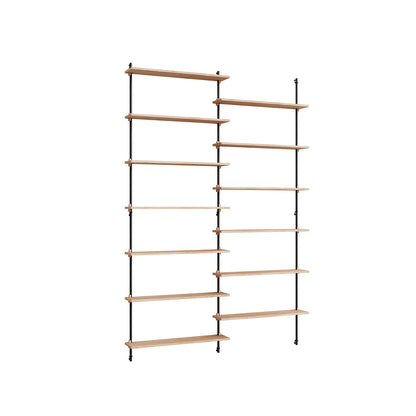 Wall Shelving System Sets (230 cm) by Moebe - WS.230.2 / Black Uprights / Oiled Oak