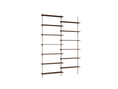 Wall Shelving System Sets (230 cm) by Moebe - WS.230.2 / Warm Grey Uprights / Smoked Oak