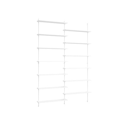 Wall Shelving System Sets (230 cm) by Moebe - WS.230.2 / White Uprights / White Painted Oak