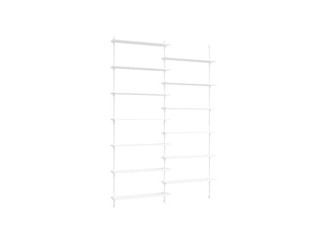 Wall Shelving System Sets (230 cm) by Moebe - WS.230.2 / White Uprights / White Painted Oak