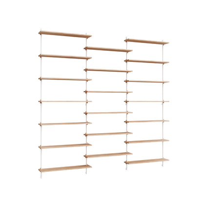 Wall Shelving System Sets (230 cm) by Moebe - WS.230.3 / White Uprights / Oiled Oak