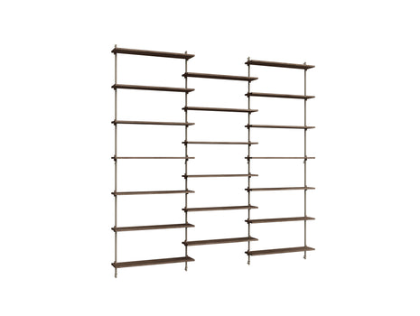 Wall Shelving System Sets (230 cm) by Moebe - WS.230.3 / Warm Grey Uprights / Smoked Oak