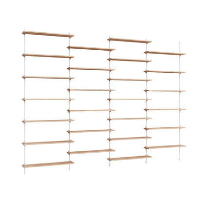 Wall Shelving System Sets (230 cm) by Moebe - WS.230.4 / White Uprights / Oiled Oak