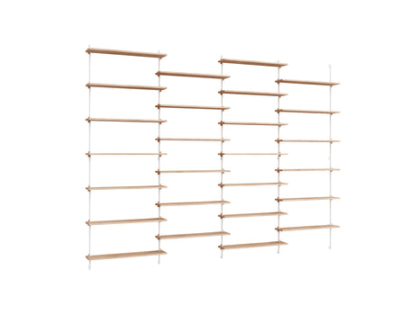 Wall Shelving System Sets (230 cm) by Moebe - WS.230.4 / White Uprights / Oiled Oak